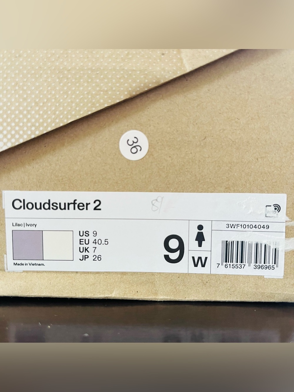 Sz 9 On Running Cloudsurfer 2 Lilac/Ivory Women Road Running Shoes 3WF10104049 - Picture 7 of 7